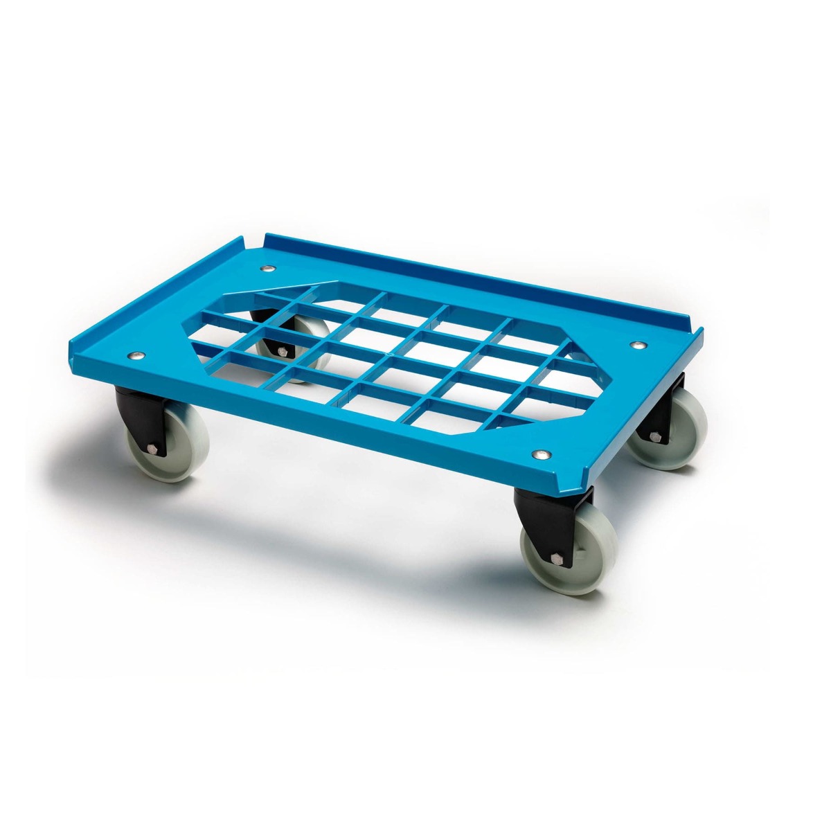 Mini Moove tralle, m. gitterramme, blå, m. 4 hjul, 60x40 cm