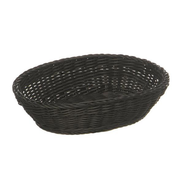 Brødkurv, oval, sort plastflet, 25x19xH6,5 cm