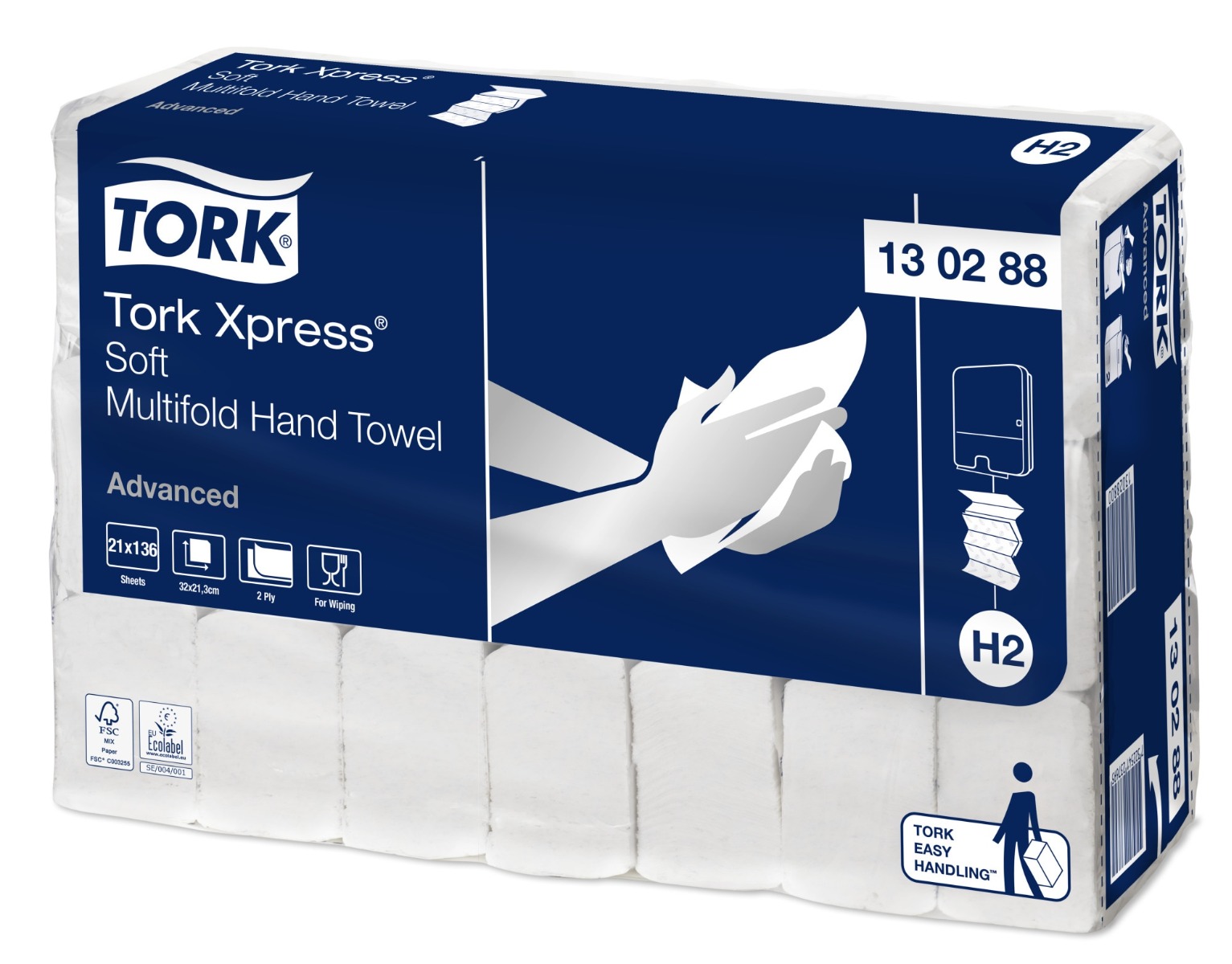 Tork Xpress Soft Multifold Hand Towel H2, håndklædeark, 2856 ark