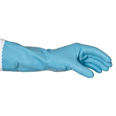 Billede af Latex rengøringshandske med velourisering, blå, 12 par