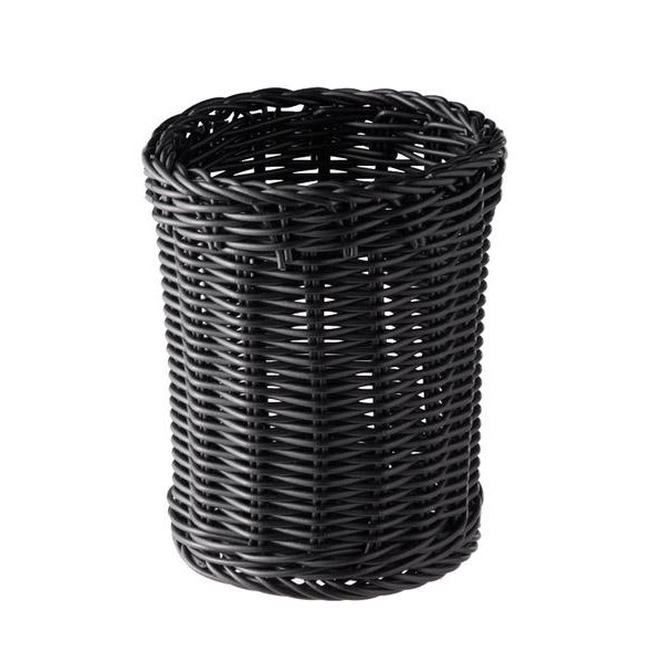 Billede af Bestikholder, sort, kraftig plastflet, Ø12xH15 cm