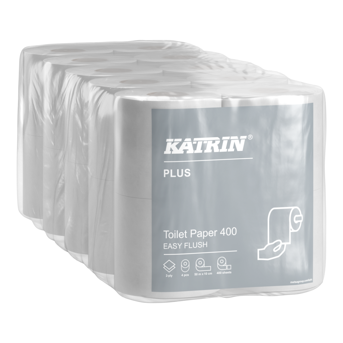 Katrin Plus 400 Easy Flush, 2-lags letopløseligt toiletpapir, 20 ruller