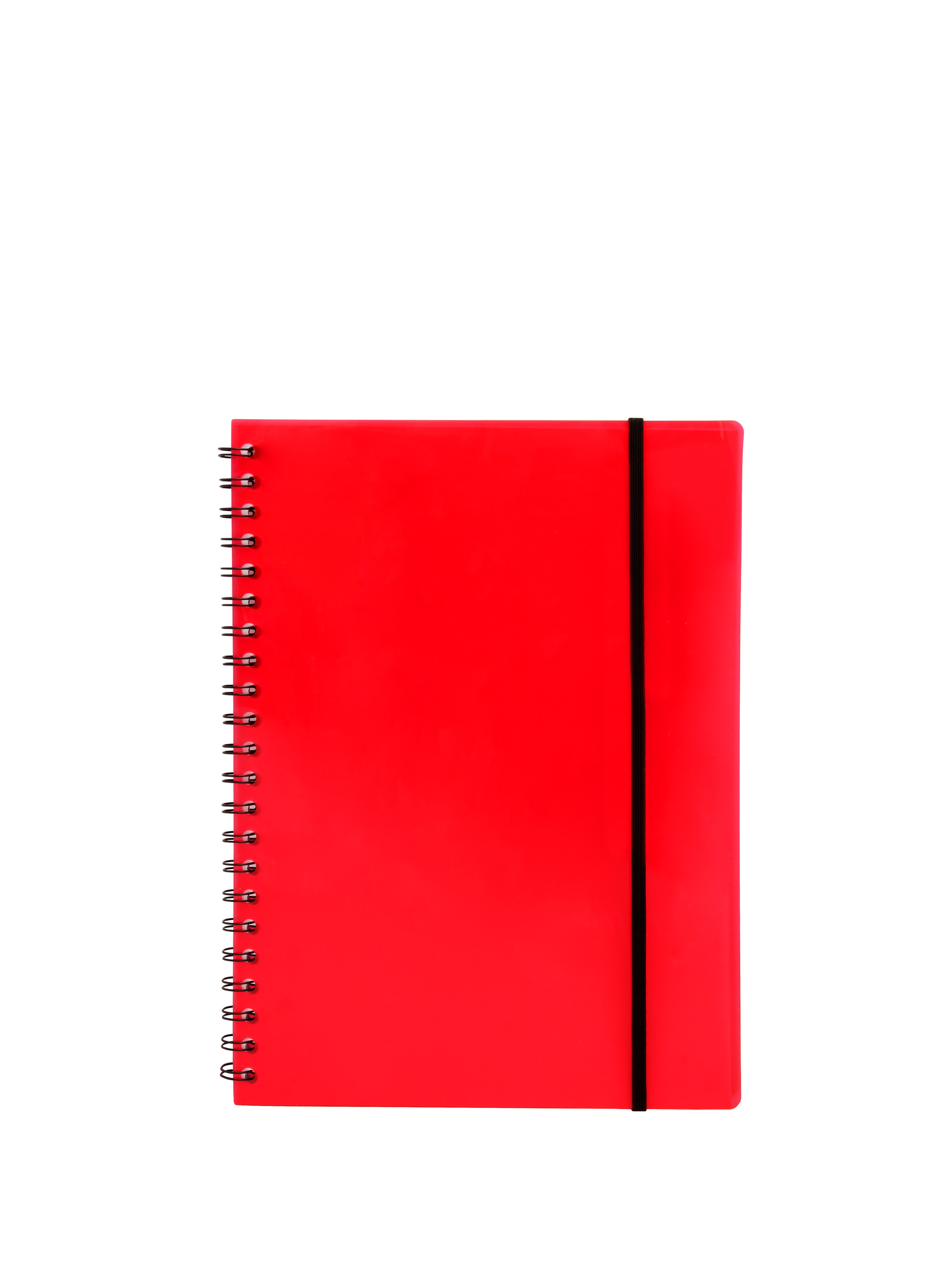 Udgår: Notesbog A5 plast med spiralryg rød