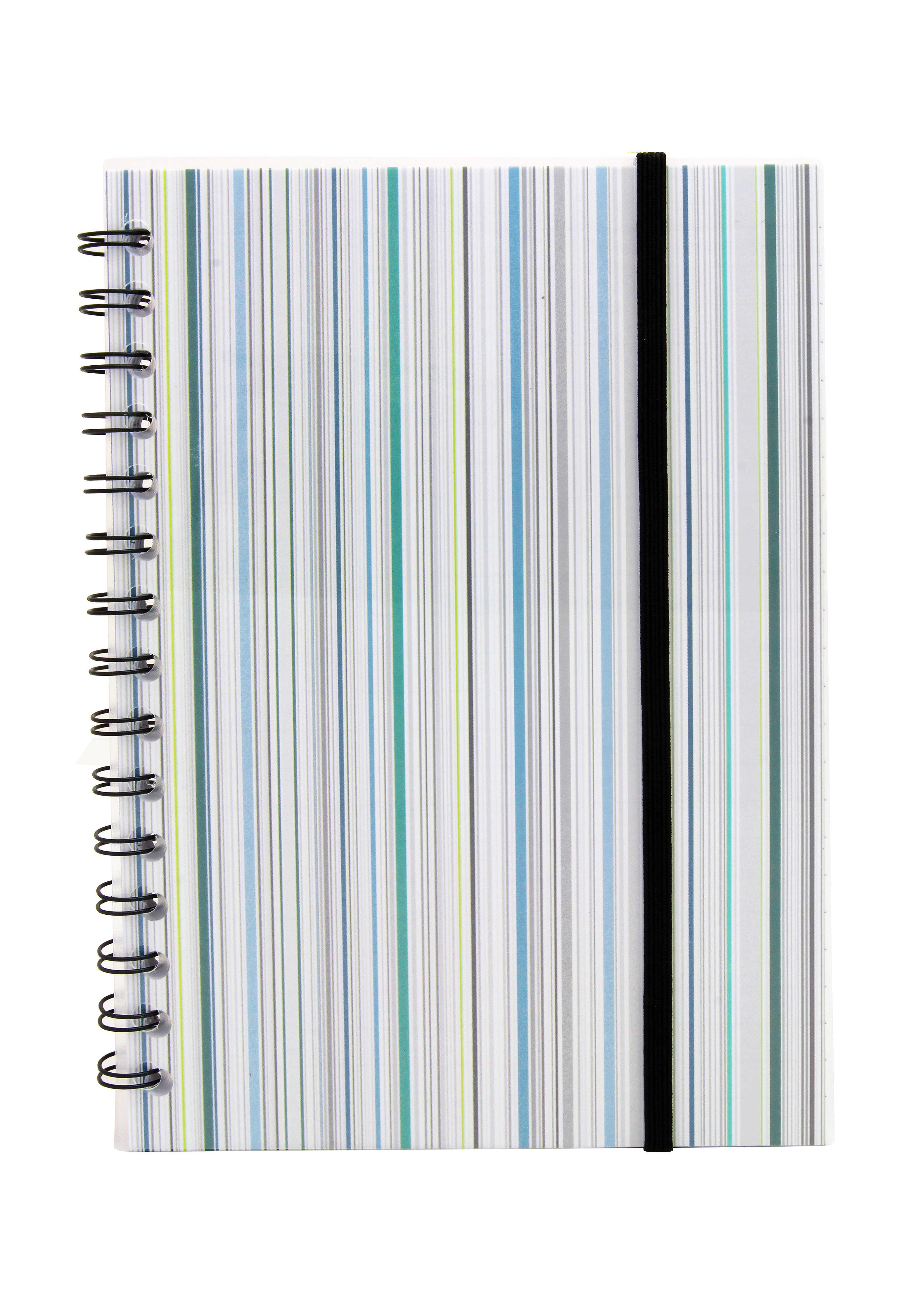 11: Udgår: Notesbog A5 plast med spiralryg oceanstriber