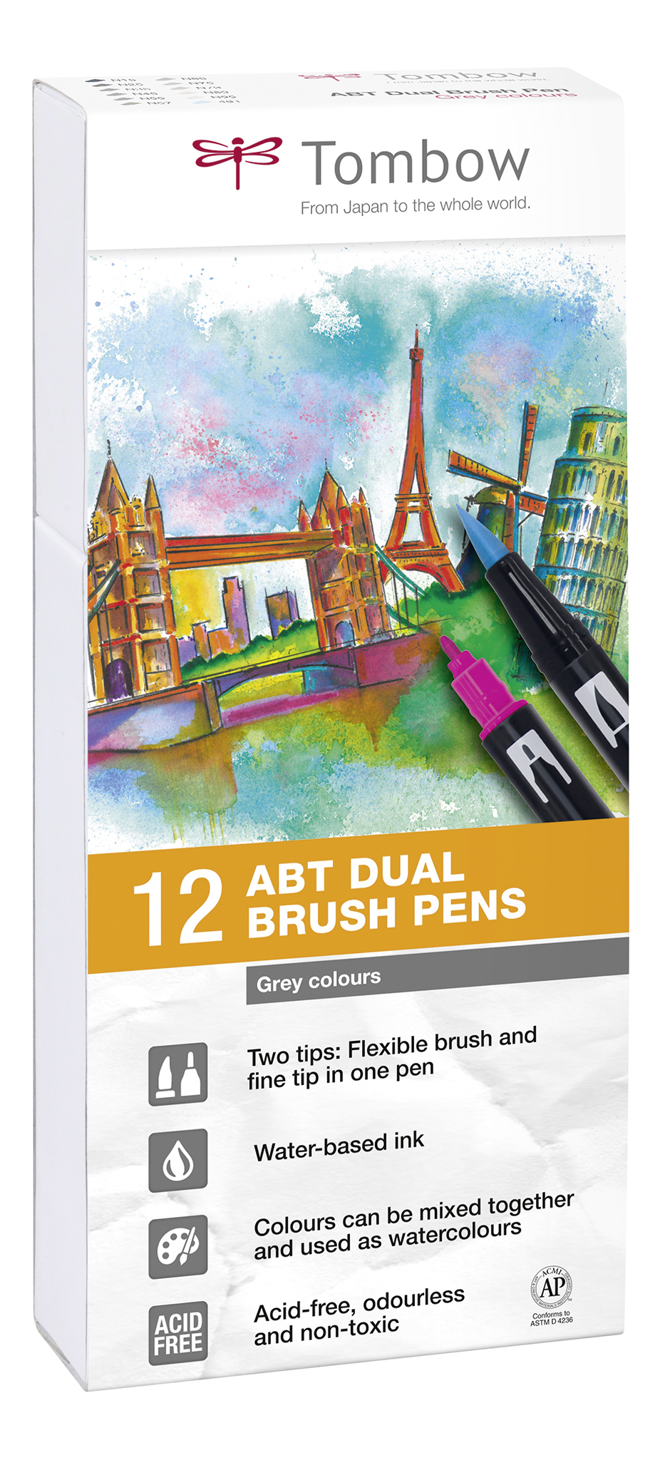 Marker Tombow ABT Dual Brush 12P-3 grå farver (12)