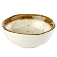 Skål, melamin, hvid-brunt stenlook, Ø8xH3 cm, 7 cl