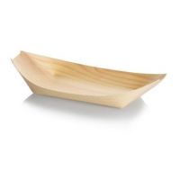 Restparti: Skål, bådformet, 245x120x25 mm, træ, bionedbrydelig, 100 stk.