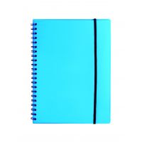 Udgår: Notesbog A4 plast med spiralryg blå