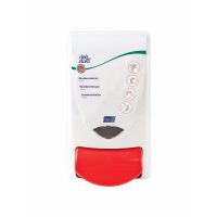 Deb Stoko Sanitise dispenser til desinficerende skum, i hvid plast m. rød trykknap, 1 L