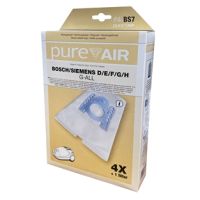 PUREAIR BS7 støvstugerpose til Bosch/Siemens D/E/F/G/H mfl., 4 stk. + 1 filter