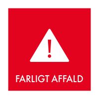 Piktogram til affaldssortering  6x6 cm , farligt affald, kvadratisk