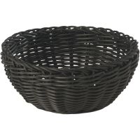 Brødkurv, rund, sort plastflet, Ø20xH8 cm
