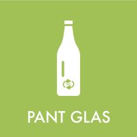 Piktogram til  affaldssortering, pant glas 12x12 cm , kvadratisk