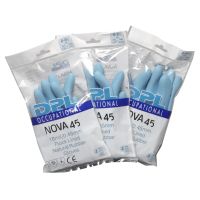 DPL Nova 45, latexhandske m. indvendig velourisering, blå, 12 par