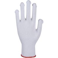 Abena bomuldshandske, hvid tricot med knopper, 12 par