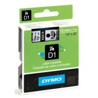Udgår: Dymo tape D1, labels, sort tekst på klar tape, 12 mm x 7 m.