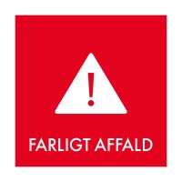 Piktogram til affaldssortering  6x6 cm , farligt affald, kvadratisk