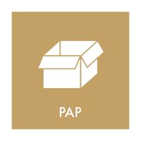 Piktogram til affaldssortering 6x6 cm, pap, kvadratisk
