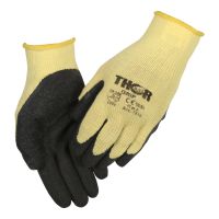 THOR Grip, fingerdyppet latexhandske, polyester/latex, gul, 12 par
