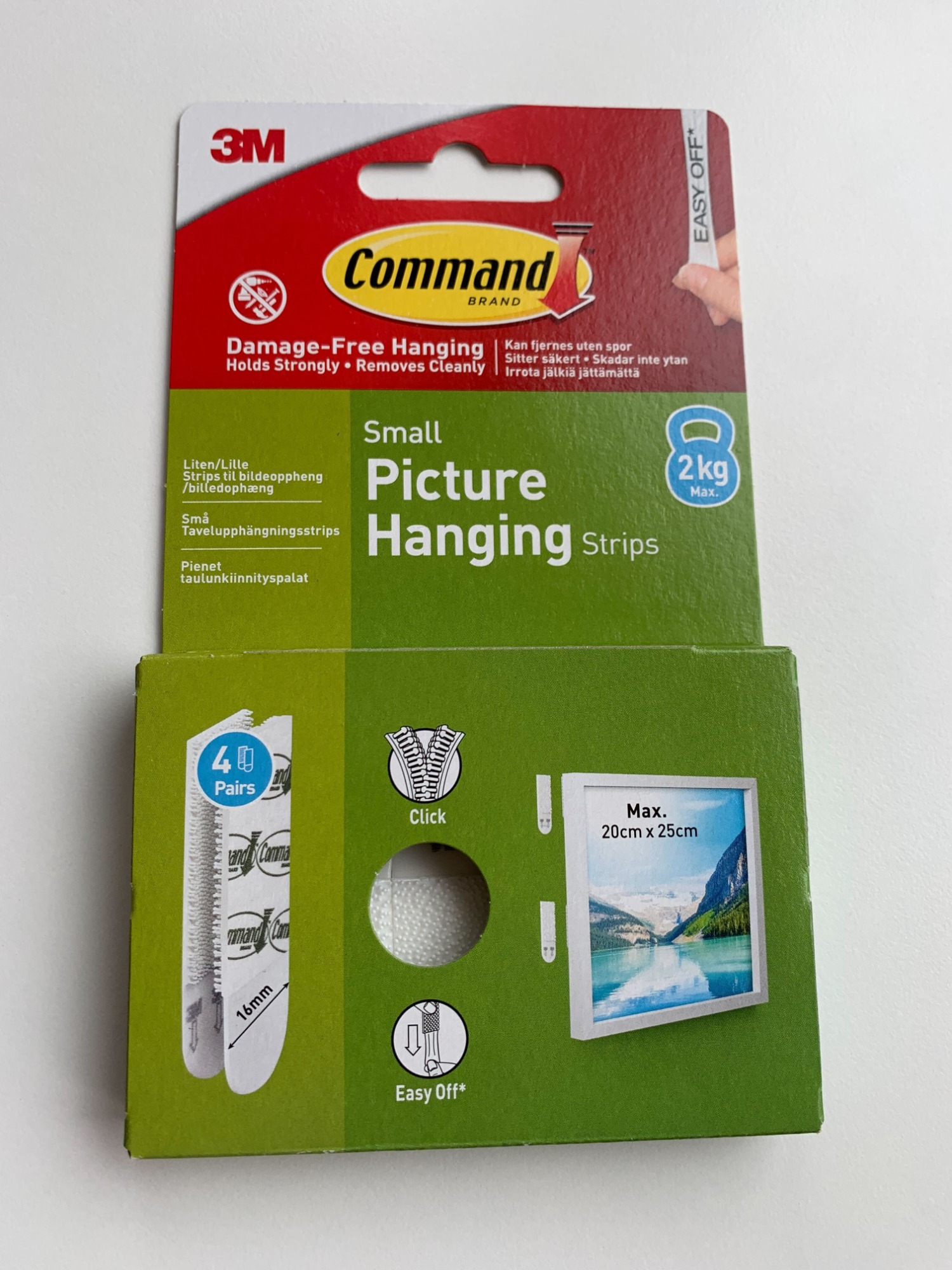 3M Command, små strips til billedophæng, 4 par billede
