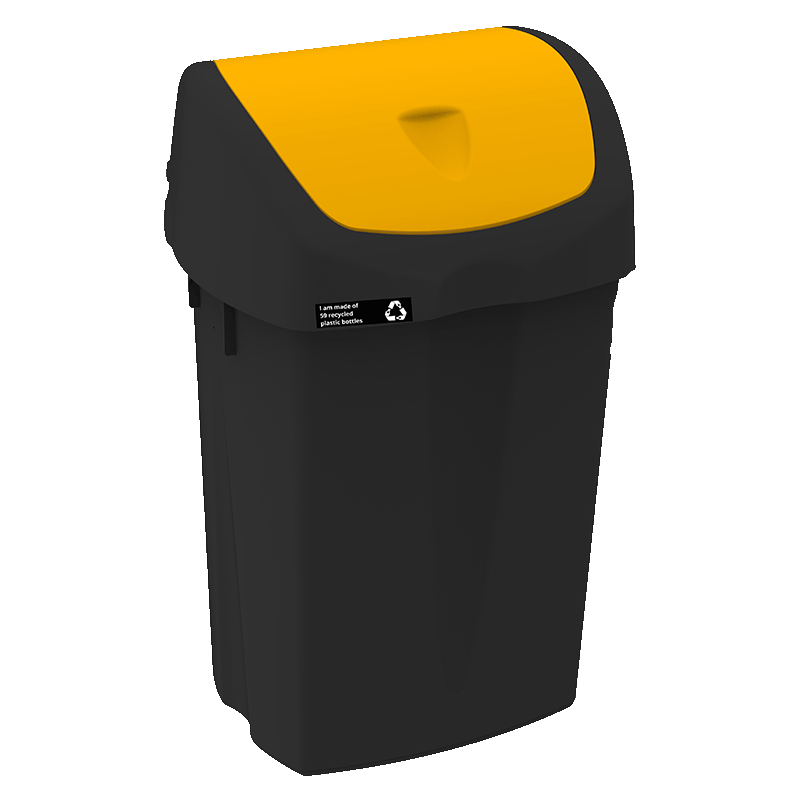 NRW Affaldsspand med gult vippelåg, bæredygtig, 50 L