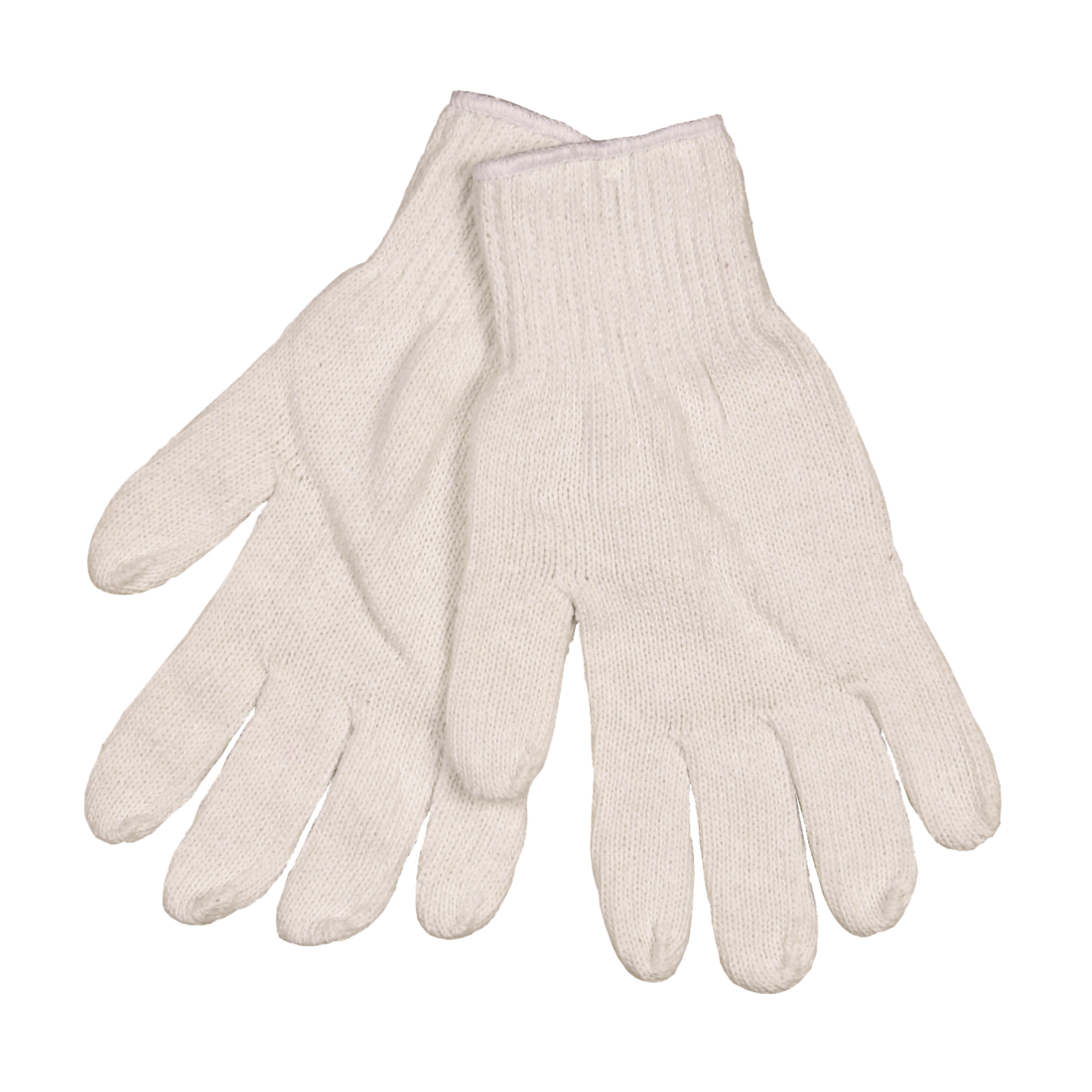 Handske i 100 % polyester, hvid uden plastdotter, 12 par | X-large